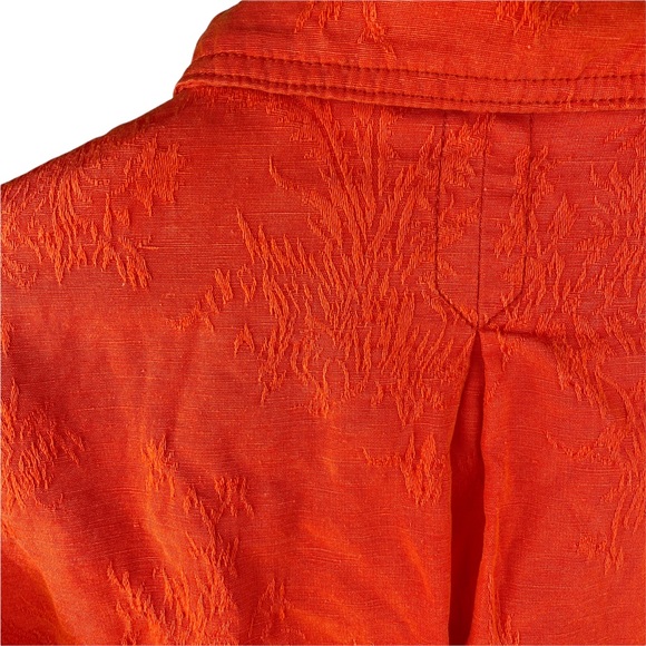 Anthropologie Cartonnier Textured Jacquard Eisenhower Orange Utility Jacket XS - Picture 11 of 13